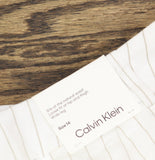 Calvin Klein Womens Pinstriped Pleated Pants Linen Blend Lined White / Khaki 14