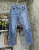 Levi's Womens Distressed 501 Button Fly Straight Leg Jeans Wash Blue 28x30
