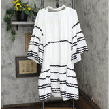 Private Label Women's Ric Rac Flare Sleeve Dress PDD-110-8 Black / White L