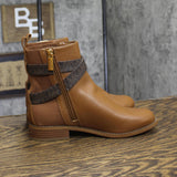 Michael Michael Kors Rory Logo Strap Flat Booties 40F2ROFE6L Luggage Brown 5M