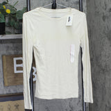 A New Day Fit Cotton Blend Crewneck Long Sleeve Shirt Top Cream Off White XS