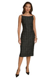 Donna Karan Womens Boat Neck Jacquard Textured Sleeveless Sheath Dress Black 8
