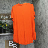 Avenue Kaylie Hi-Low V-Neck Split-Back Short Sleeve Top 214390 Orange 20W