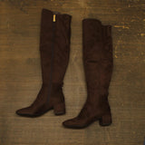 Michael Michael Kors Braden Over-the-Knee Block Heel Boots Mocha Brown 5.5M
