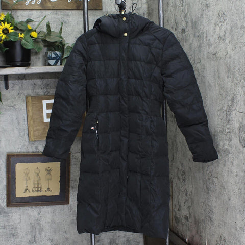 Cole Haan Womens Dramatic Hood Down Alternative Outerwear Coat Deep Black S