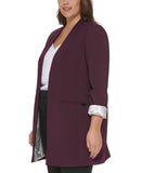 Calvin Klein Plus Size Collarless Open-Front Blazer Jacket Aubergine Purple 22W