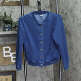 Cat & Jack Girls Varsity Denim Jacket 90440683 Medium Wash Blue XL