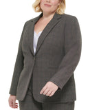 Calvin Klein Plus Notched-Collar Single-Button Blazer Jacket Multi Brown 18W