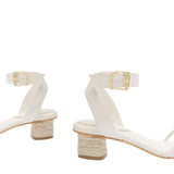 Schutz Womens Alexandra Mid Block Sandals Pearl Off White 8.5B