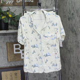 Auden Tis the Skison Holiday Collar Top and Shorts Pajama Set Cream Off White S