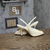 Arezzo Womens Olivia High Stiletto Leather Pumps Panacota Off White 6.5B