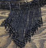 Guess Gothic Crystal Seed Beaded Fringe Choker Necklace Gunmetal Black 13" + 3"