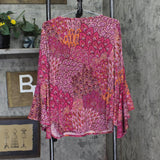 Prelude Womens Knit Bell-Sleeve Top Pink Peacock M