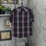 Burnside Mens Plaid Button Up Short Sleeve Shirt 166c1e4d57e742 Black Multi XL
