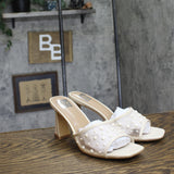 DV Dolce Vita Yossi Pearl Mesh Slide Dress Sandals Ivory Pearl Off White 9M