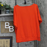 24Seven Comfort Apparel Round Neck Knit Boxy Blouse Shirt Top Burnt Orange XL