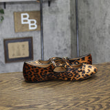 A New Day Tasmin Buckle Strap Flats 94568230 Leopard Brown 8.5M