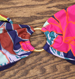 Vince Camuto Womens Fiji Floral O-Ring Bikini Top V1J775 Multi Blue M
