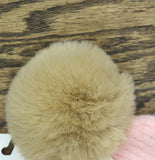 Steve Madden Womens Wide Cuff Beanie with Pom SMA5075M Light Pink