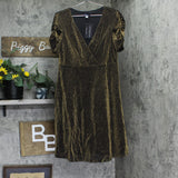Tommy Hilfiger Womens Puff Sleeve Ruched Dress A4IK118E Bronze Brown / Black 12