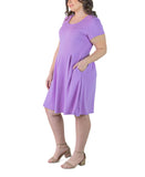 24seven Comfort Apparel Plus Size Scoop Neck Knee Length Pocket Dress P0206294