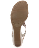 Style & Co. T Strap Elastic Wedge Sandals Platinum Gray / Tan Brown 6.5M