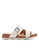Clarks Women's Collection Brynn Hope Flat Sandals 26165168 White Leather 8.5M