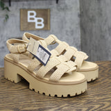 Universal Thread Raffia Adjustable Buckle Platform Heels Natural Tan Brown 10M
