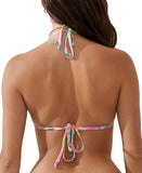 Cotton On Printed Slider Triangle Bikini Top Swim Celeste Floral White Multi S