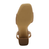 A New Day Womens Haley Ankle Strap Single Band Flare Heels 92562636 Tan Brown 6M