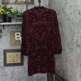 Vince Camuto Womens Babydoll Paisley Velvet Dress VC1M2504 Wine Red 14