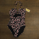 Michael Michael Kors Cut Out One-Piece Swimsuit Dark Dusty Rose Black Multi 14