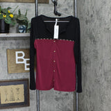 Ny Collection Women's Studded Color Blocked Split Neck Top MCKU1721