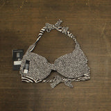Coco Reef Verso Animal-Print Reversible Halter Bikini Top Brown Multi 32C/34C