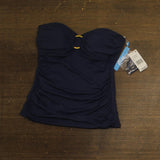 Bleu Rod Beattie Womens Draped Bandini Swimsuit Top Tankini Midnight Blue 8