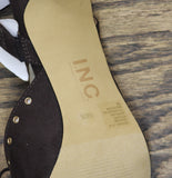 INC International Concepts Toe Strappy Sandal Dress Heels Truffle Brown 8.5M
