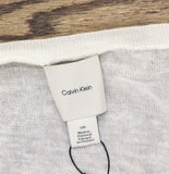 Calvin Klein Short Sleeve Linen-Blend V-Neck Top 44C301G Sweet Corn Off White L