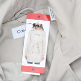 Calvin Klein Women's Trench Coat Belted Jacket Detachable Hood Tan Brown M