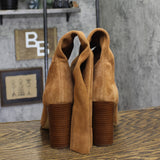 Michael Michael Kors Womens Leigh Suede Block Heel Dress Boots Luggage Brown 10M