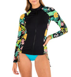 Hurley Womens Long Sleeve Zip Front Rashguard Black M