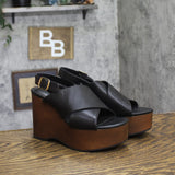 Universal Thread Naomi Wood Wedge Heels 92609511 Black / Brown 6.5M