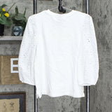 A New Day Women's Long Sleeve Eyelet T-Shirt 566622 White S