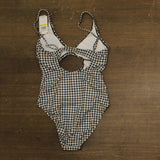 Salt + Cove Juniors Cutout Plaid One-Piece Swimsuit Black / White Print M