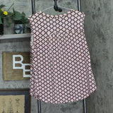 Ny Collection Plus Size Sleeveless Knit Y neck Top Quatrefoil Pink Multi 1X