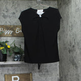 Kasper Womens Keyhole Ring Short-Sleeve Shirt Top 10924137 Black S