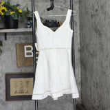 B Darlin Juniors Textured Crochet-Trim Fit & Flare Dress White 3/4