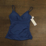 Anne Cole In Color Twist Front Underwire Tankini Swim Top Slate Blue 32DD/34D