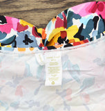 Anne Cole Womens Twist-Front Shirred Bandeau Tankini Top 25MT25013 Multi Pink S