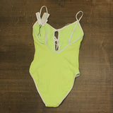 Sanctuary Stay Connected Tie-Front One-Piece Swimsuit Daquiri Green Yellow S
