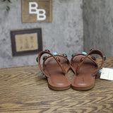 Universal Thread Womens Sarai Sandals Studded Stone Double Band Brown 7.5M